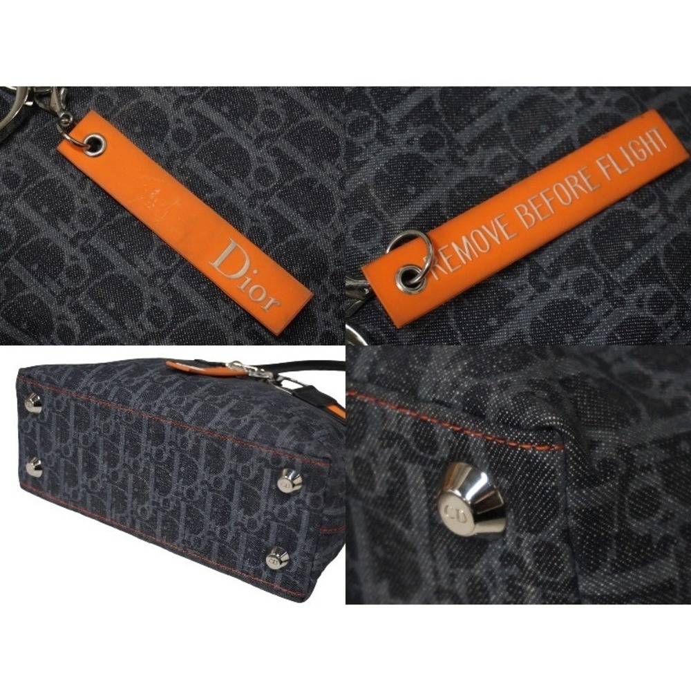 Christian Dior Flight Line Trotter Tote Bag Navy Blue Orange - Picture 6 of 10